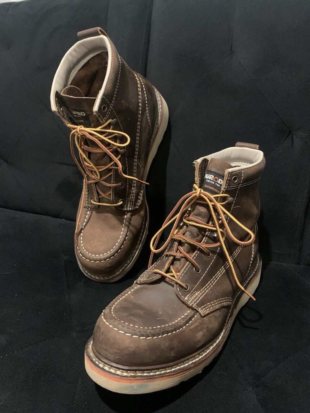 Duradero 6" Moc Toe Work Boots Brown Leather Wedge Sole Mens 10 M 1624SMU